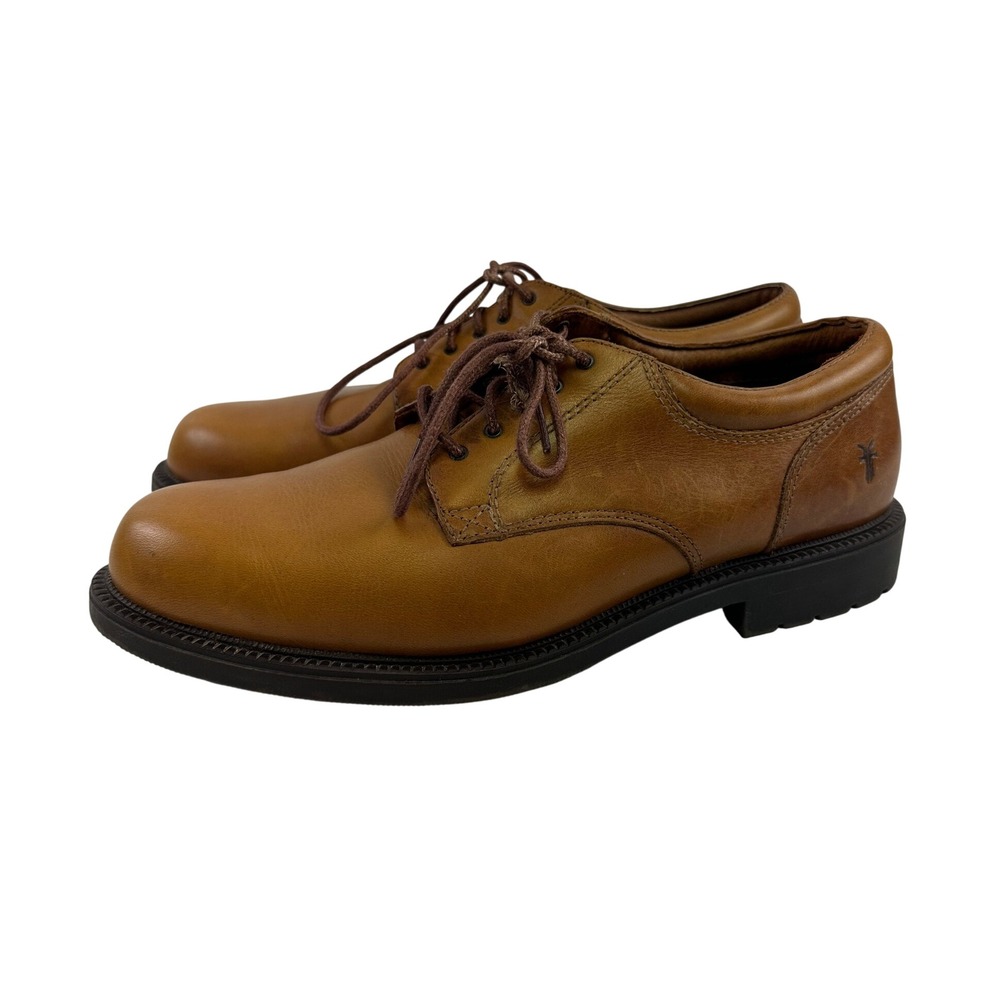 Frye Matthew Oxford Tan Leather Plain Toe Dress Shoes Lace Up Casual Mens 11 M